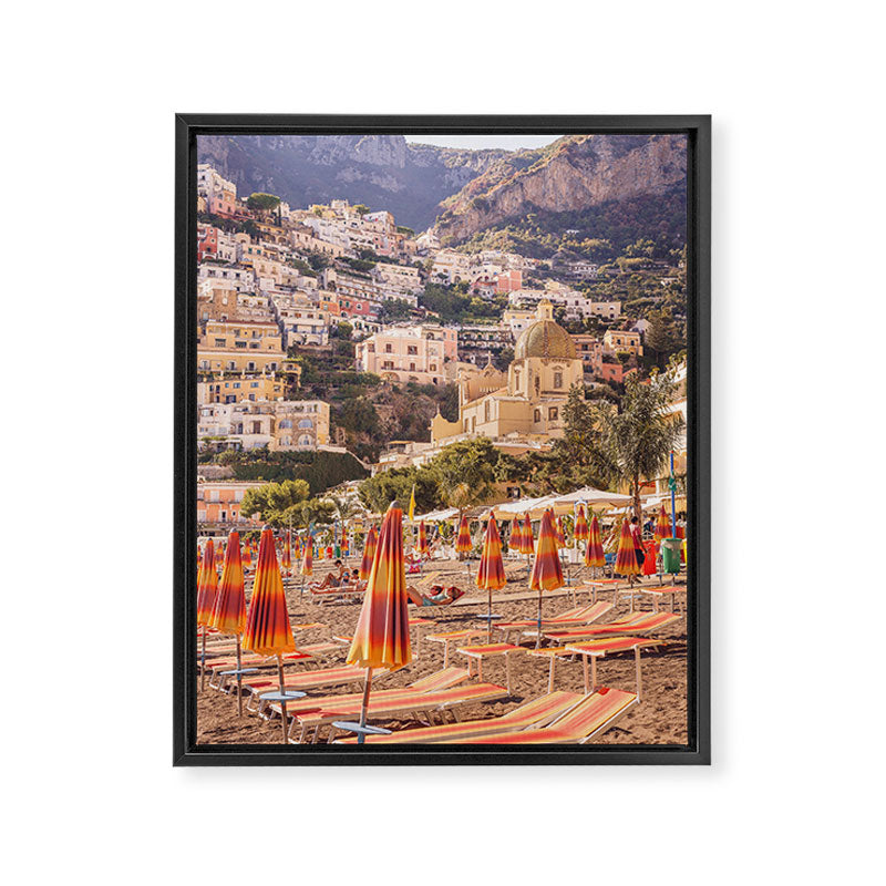 Positano from the beach | The buildings and the umbrellas | Amalfi | Italy | Travel photography Framed Canvas Print Gallery Image 6