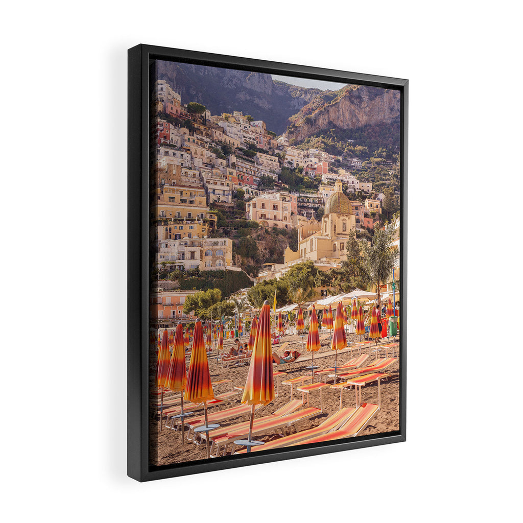 Positano from the beach | The buildings and the umbrellas | Amalfi | Italy | Travel photography Framed Canvas Print Gallery Image 2