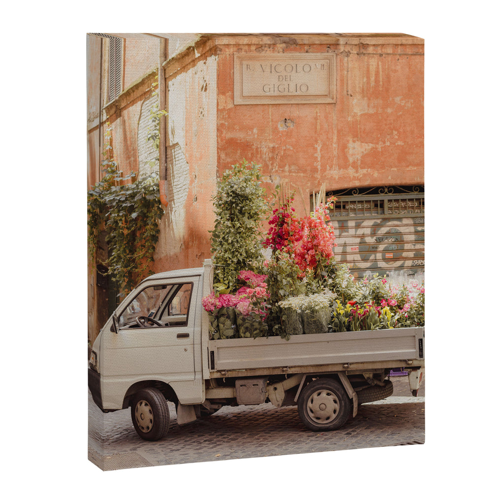 Rome cute van with lots of flowers | Roma street | Travel photography Canvas Print Gallery Image 6