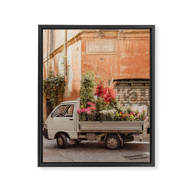 Rome cute van with lots of flowers | Roma street | Travel photography Framed Canvas Print Gallery Image 6