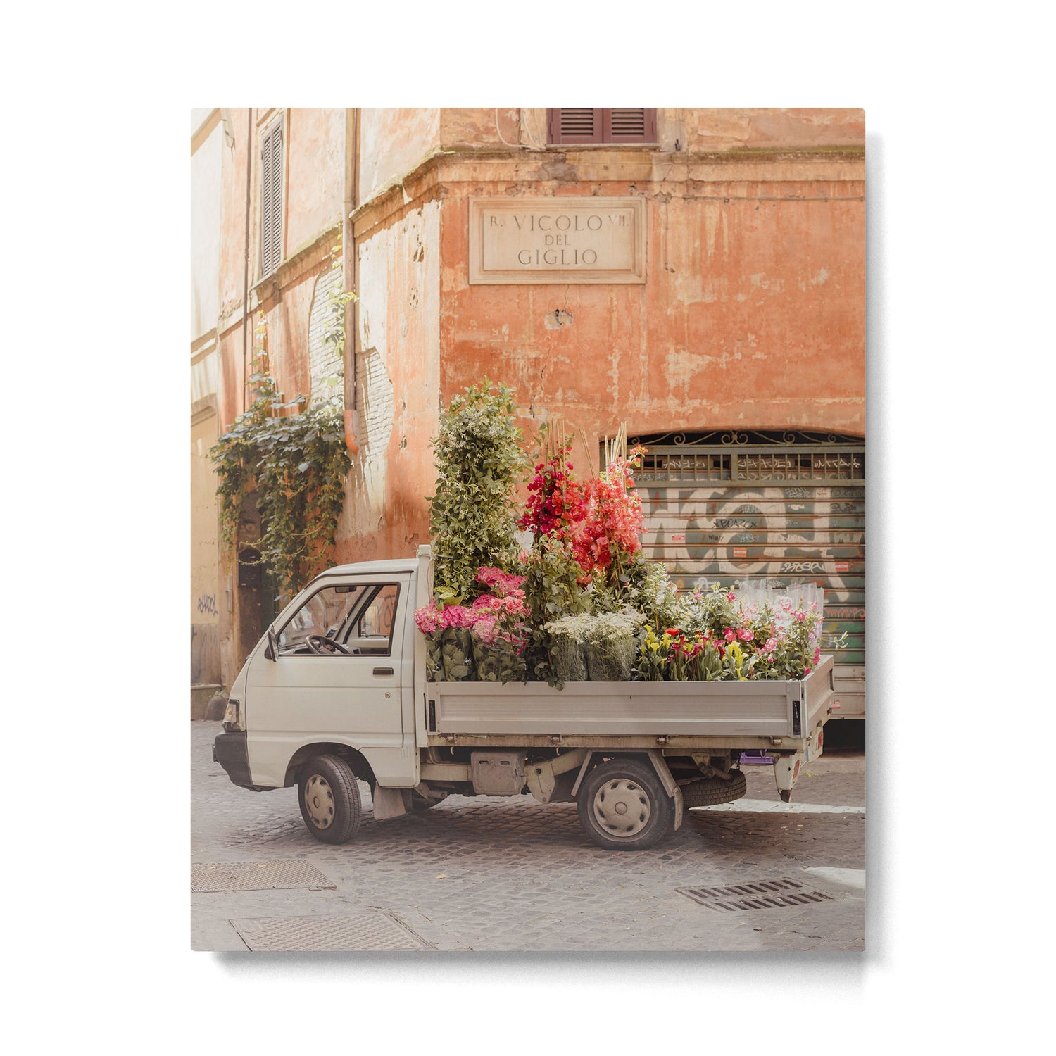 Rome cute van with lots of flowers | Roma street | Travel photography Metal Print Gallery Image 4