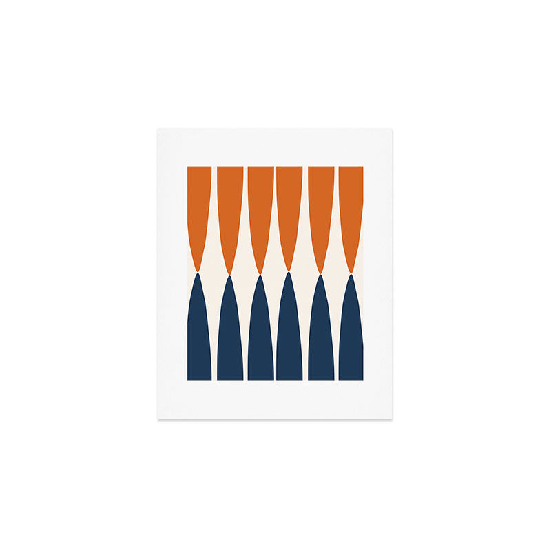 Abstract Shapes 106 Pattern in vintage Orange and Navy Blue  Art Print Gallery Image 1