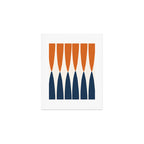Abstract Shapes 106 Pattern in vintage Orange and Navy Blue  Art Print Gallery Image 1