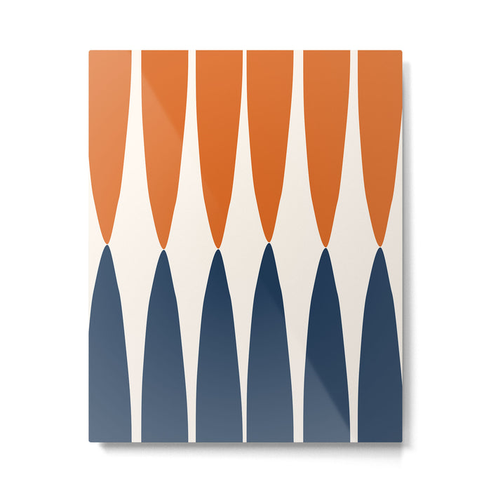 Abstract Shapes 106 Pattern in vintage Orange and Navy Blue  Metal Print Gallery Image 1