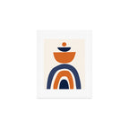 Abstract Shapes 14 in Orange and Navy Blue (Rainbow and Moon Phases Abstraction) Art Print Gallery Image 1