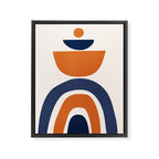 Abstract Shapes 14 in Orange and Navy Blue (Rainbow and Moon Phases Abstraction) Framed Canvas Print Gallery Image 8