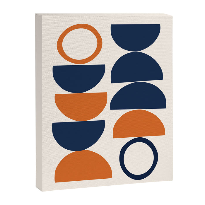 Abstract Shapes 19 in Orange and Navy Blue Canvas Print Gallery Image 1