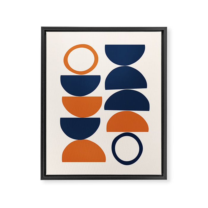 Abstract Shapes 19 in Orange and Navy Blue Framed Canvas Print Gallery Image 1