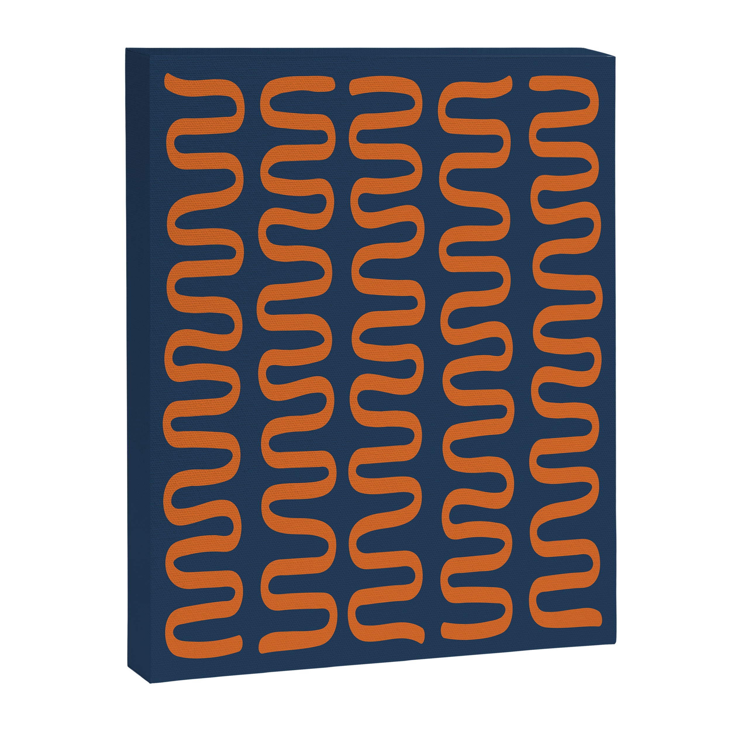Abstract Shapes 268 in Navy Blue and Orange (Snake Pattern Abstraction) Canvas Print Gallery Image 8