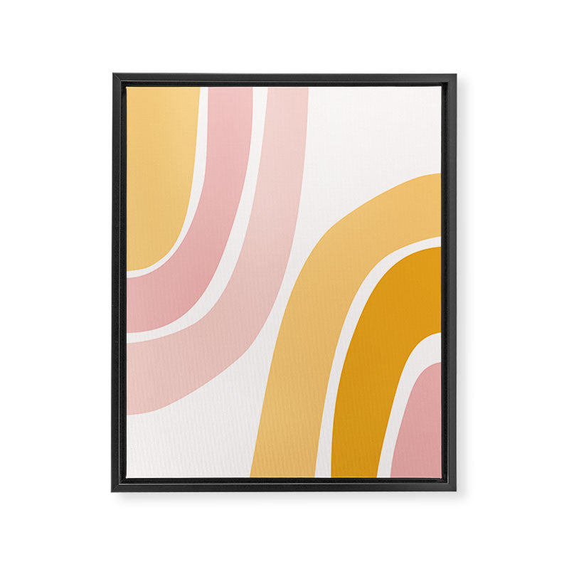 Abstract Shapes 37 in Mustard Yellow and Pale Pink Framed Canvas Print Gallery Image 8