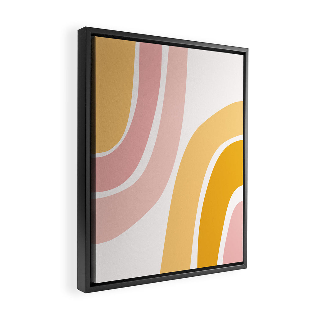 Abstract Shapes 37 in Mustard Yellow and Pale Pink Framed Canvas Print Gallery Image 2