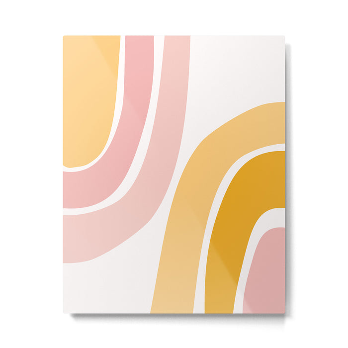 Abstract Shapes 37 in Mustard Yellow and Pale Pink Metal Print Gallery Image 1