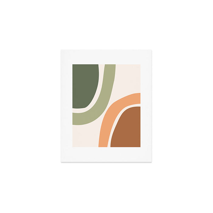 Abstract Shapes 55 in Sage Green and Terracotta (Rainbow Abstraction) Art Print Gallery Image 1