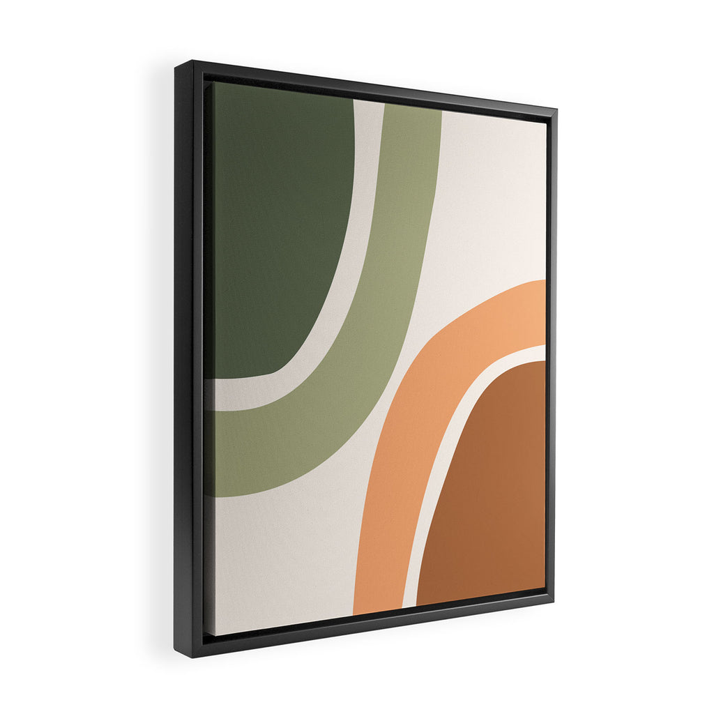 Abstract Shapes 55 in Sage Green and Terracotta (Rainbow Abstraction) Framed Canvas Print Gallery Image 2