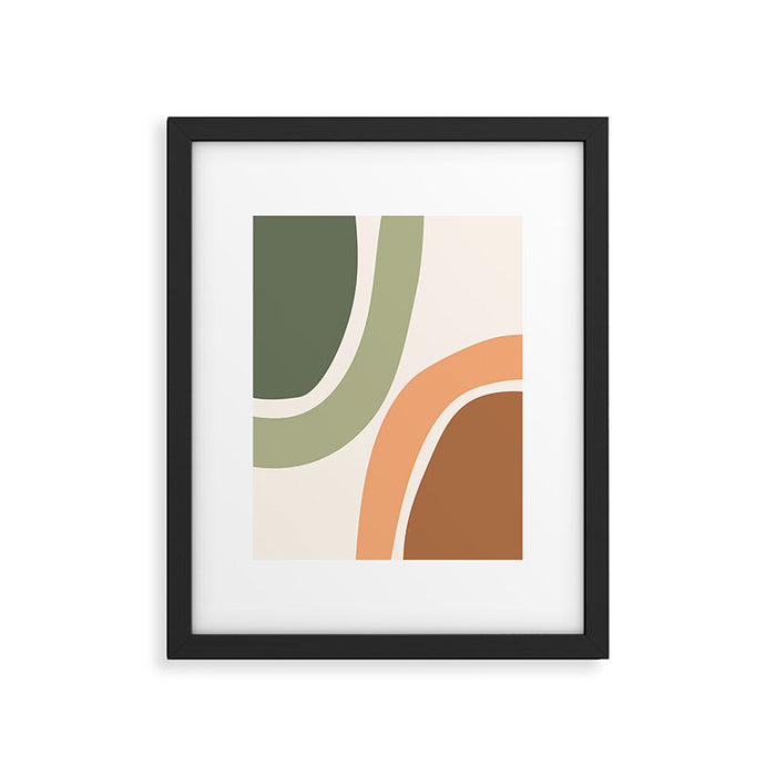 Abstract Shapes 55 in Sage Green and Terracotta (Rainbow Abstraction) Framed Art Print Gallery Image 1