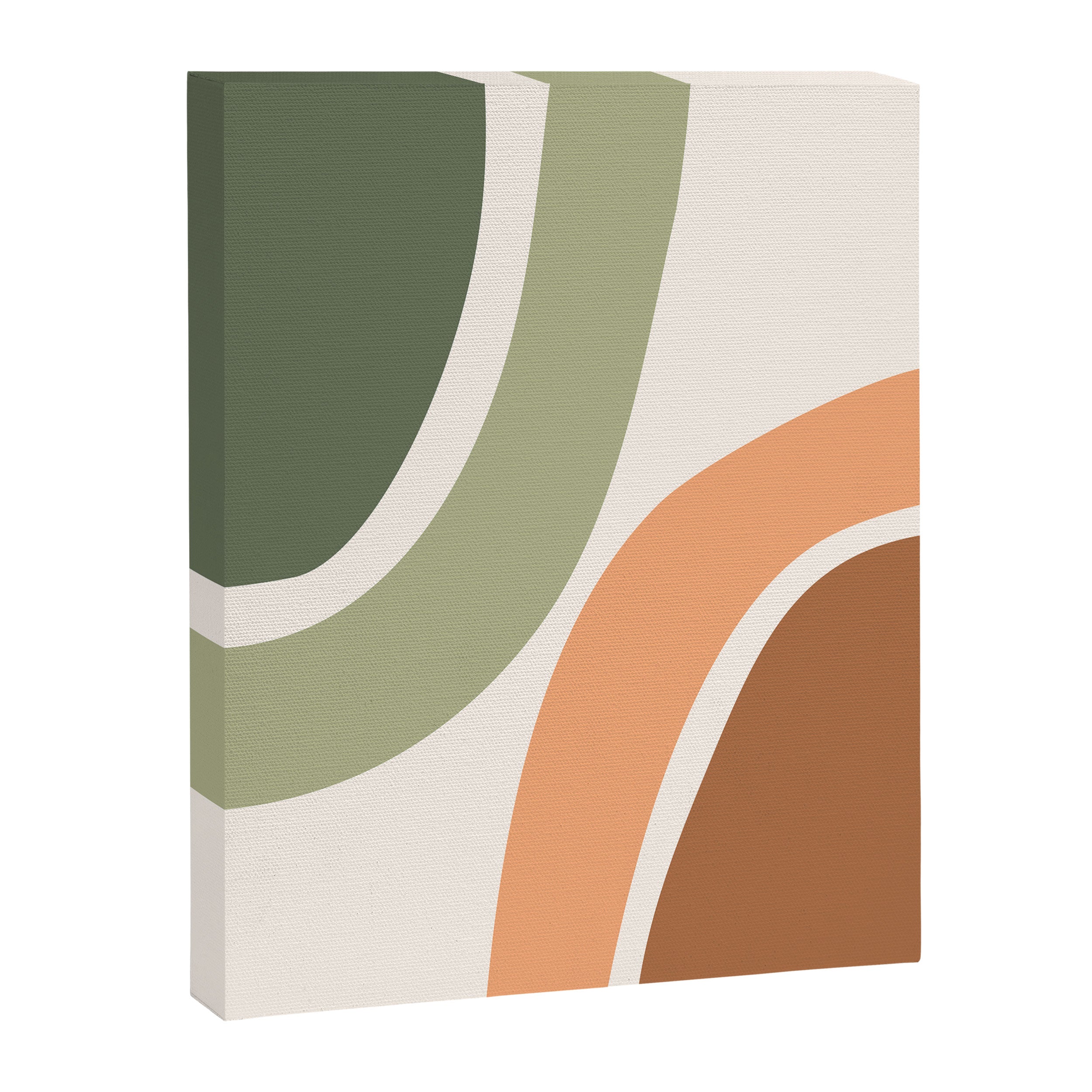 Abstract Shapes 55.2 in Sage Green and Terracotta (Rainbow Abstraction) Canvas Print Gallery Image 8