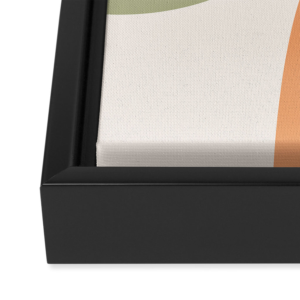 Abstract Shapes 55.2 in Sage Green and Terracotta (Rainbow Abstraction) Framed Canvas Print Gallery Image 3