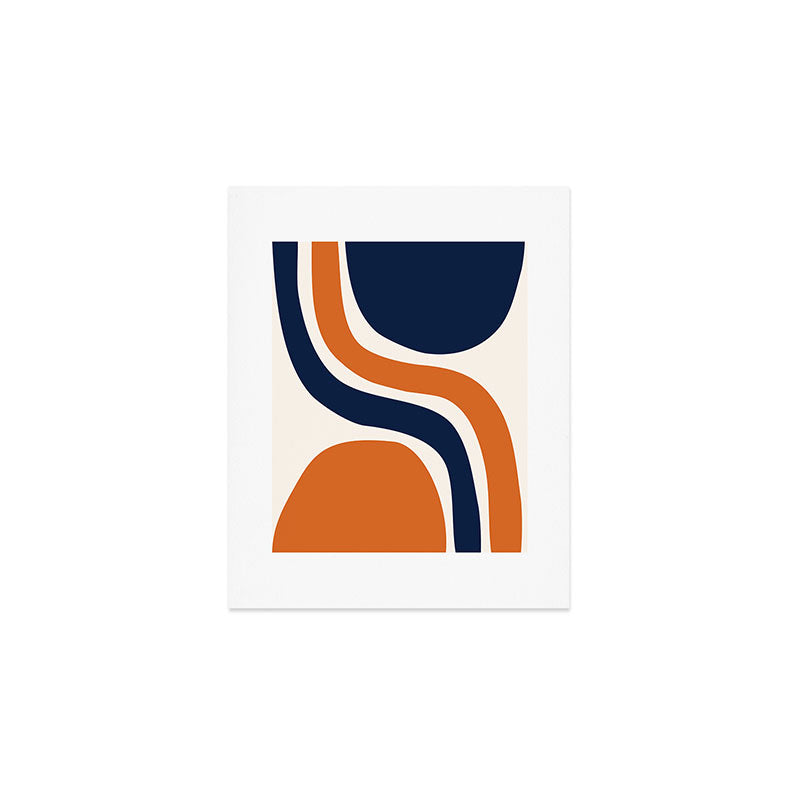 Abstract Shapes 66 in Vintage Orange and Navy Blue Art Print Gallery Image 1