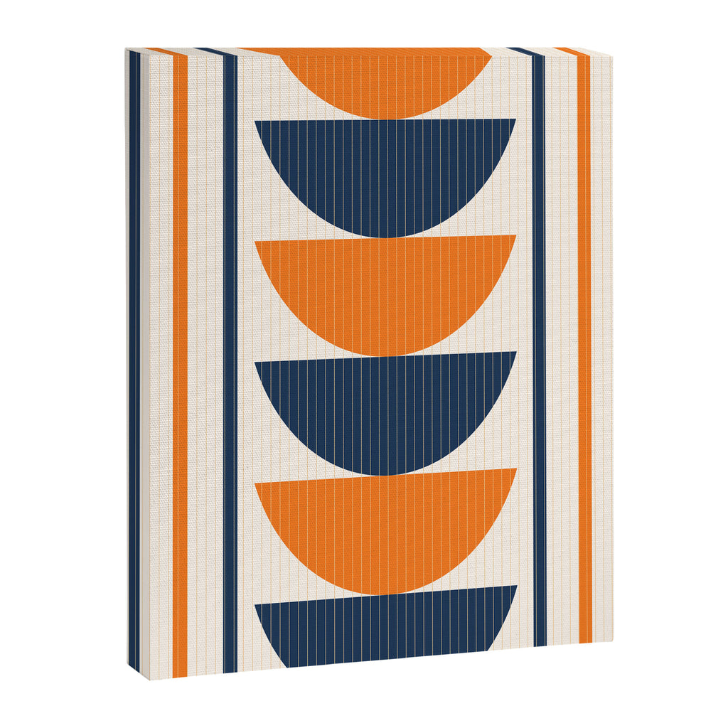 Abstract Shapes 76 in Orange and Navy Blue (Moon Phase Geometric Abstraction) Canvas Print Gallery Image 8