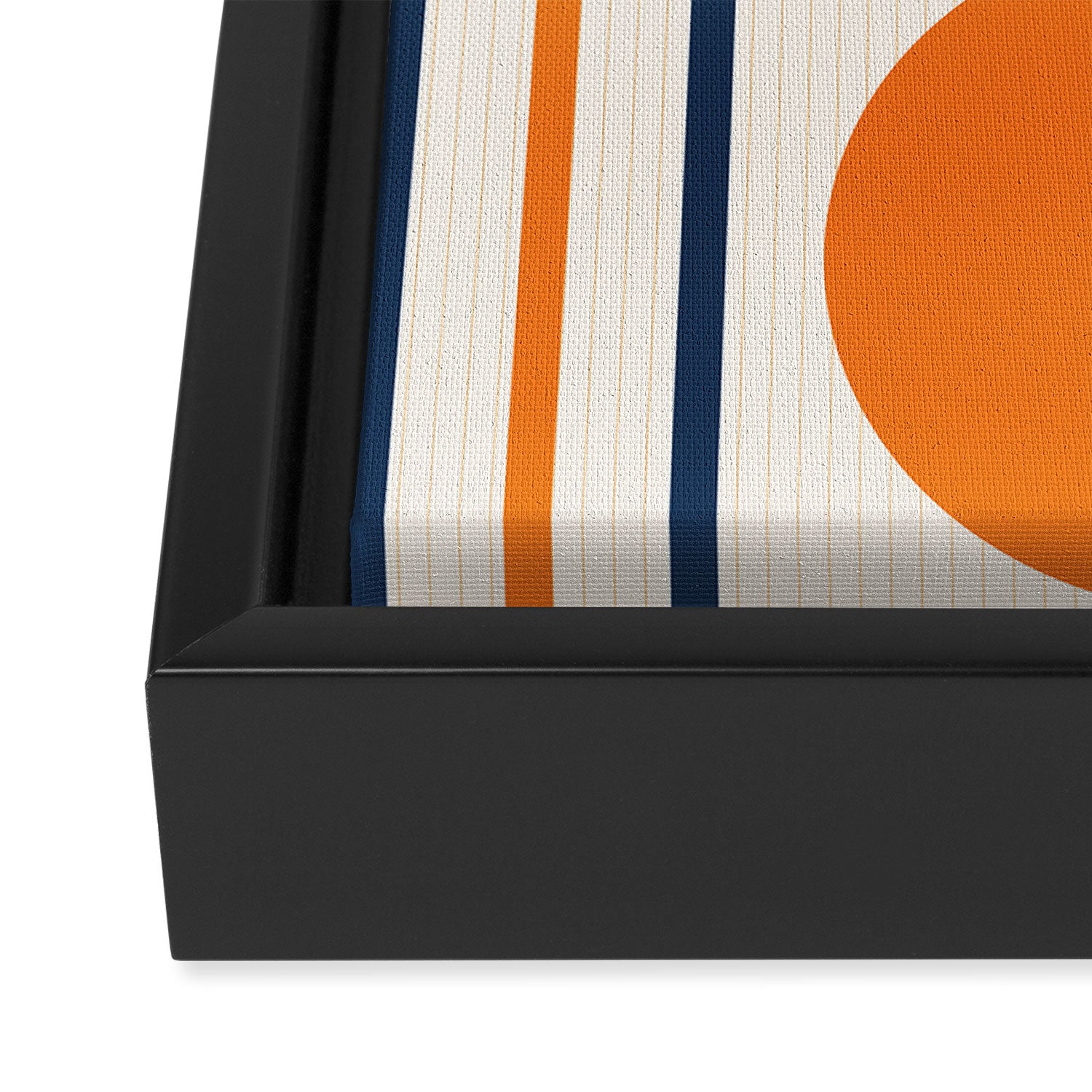 Abstract Shapes 78 in Orange and Navy Blue Framed Canvas Print Gallery Image 3