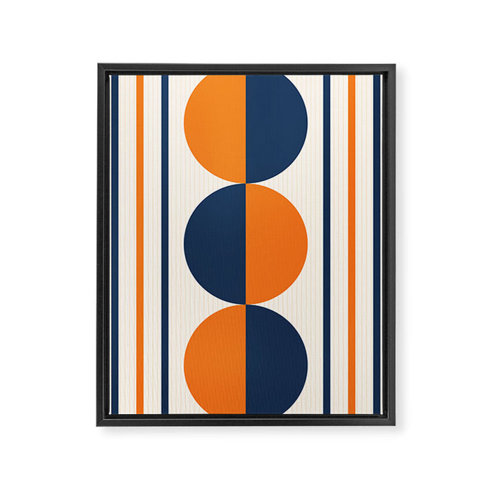 Abstract Shapes 78 in Orange and Navy Blue Framed Canvas Print Gallery Image 1