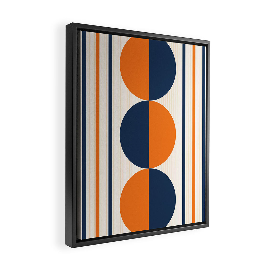 Abstract Shapes 78 in Orange and Navy Blue Framed Canvas Print Gallery Image 2