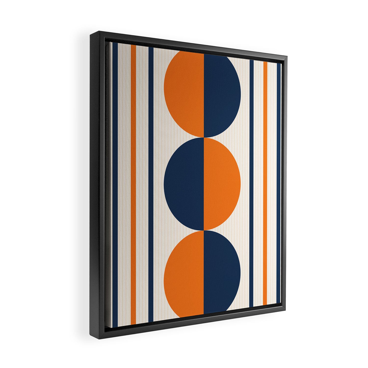 Abstract Shapes 78 in Orange and Navy Blue Framed Canvas Print Gallery Image 2