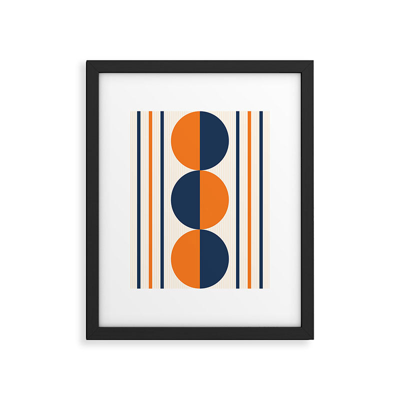 Abstract Shapes 78 in Orange and Navy Blue Framed Art Print Gallery Image 6