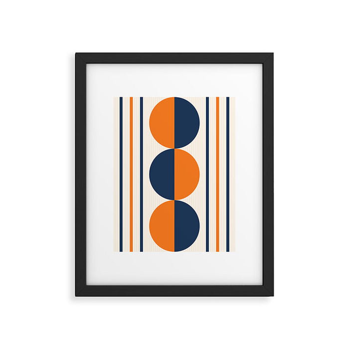 Abstract Shapes 78 in Orange and Navy Blue Framed Art Print Gallery Image 1