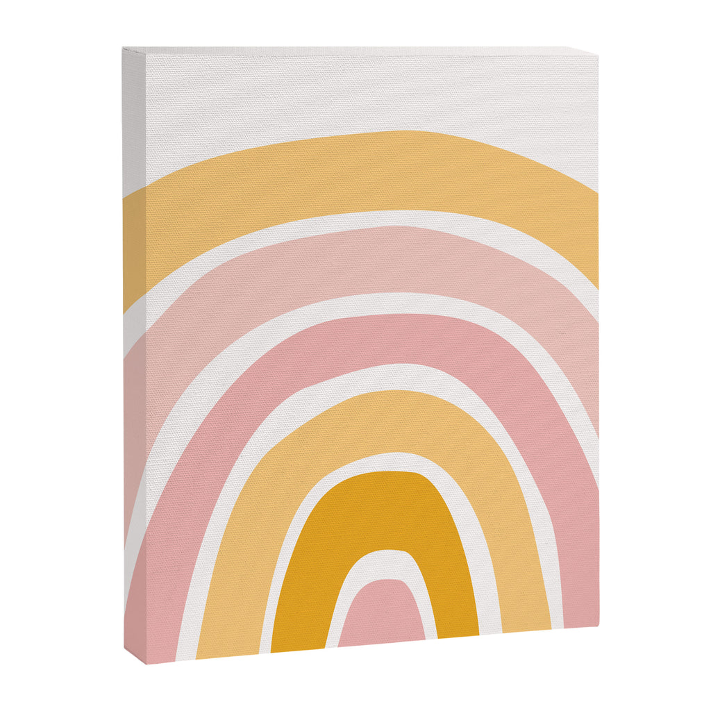 Abstract Shapes 94 in Mustard Yellow and Pale Pink (Rainbow Abstraction) Canvas Print Gallery Image 8