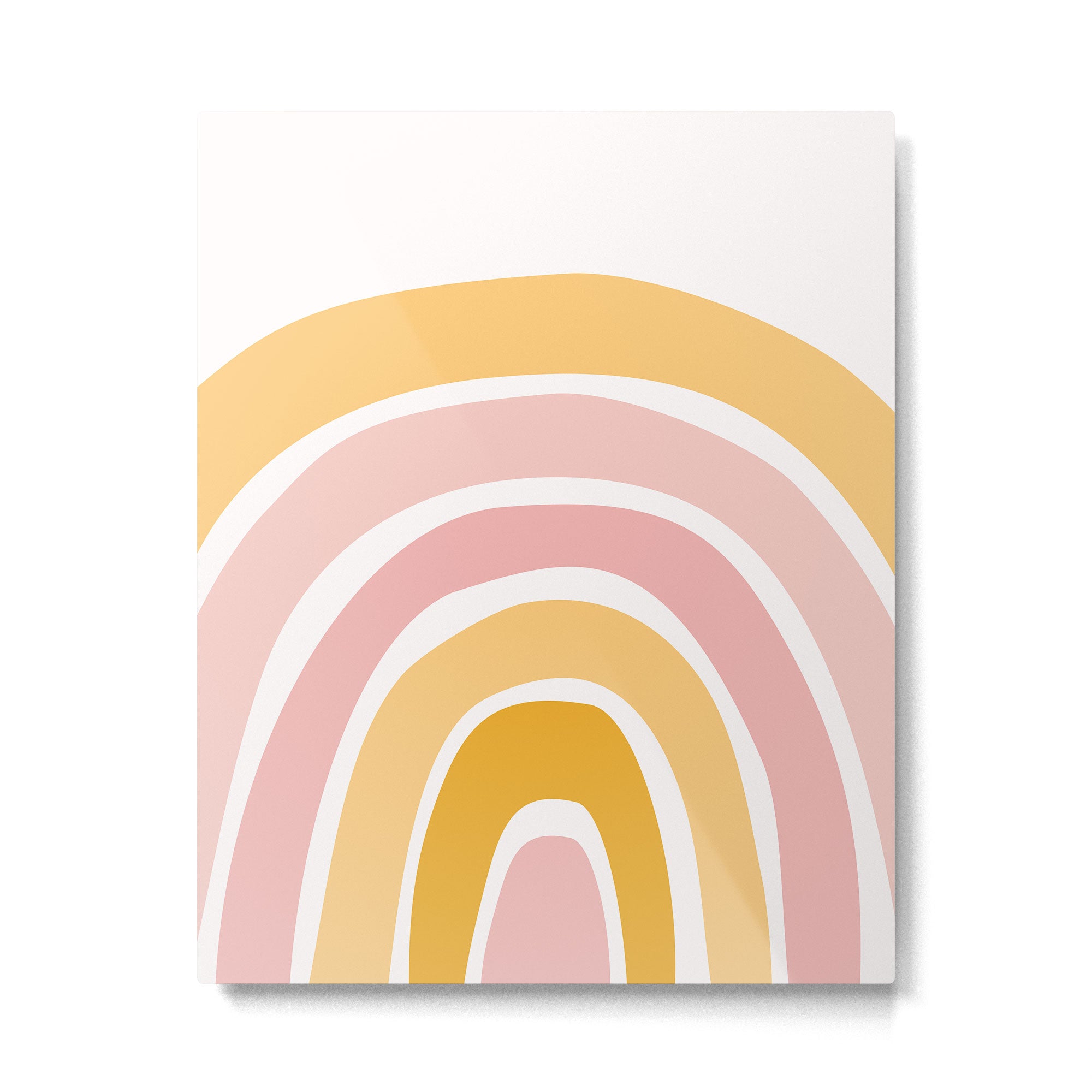 Abstract Shapes 94 in Mustard Yellow and Pale Pink (Rainbow Abstraction) Metal Print Gallery Image 6