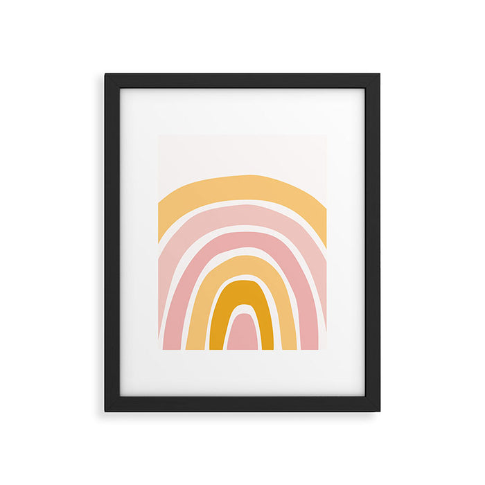 Abstract Shapes 94 in Mustard Yellow and Pale Pink (Rainbow Abstraction) Framed Art Print Gallery Image 1