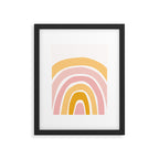Abstract Shapes 94 in Mustard Yellow and Pale Pink (Rainbow Abstraction) Framed Art Print Gallery Image 6