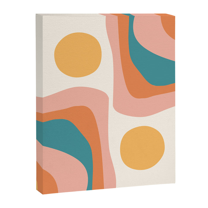 Abstract Wavy Rainbow and Sun Pattern in retro theme Canvas Print Gallery Image 1