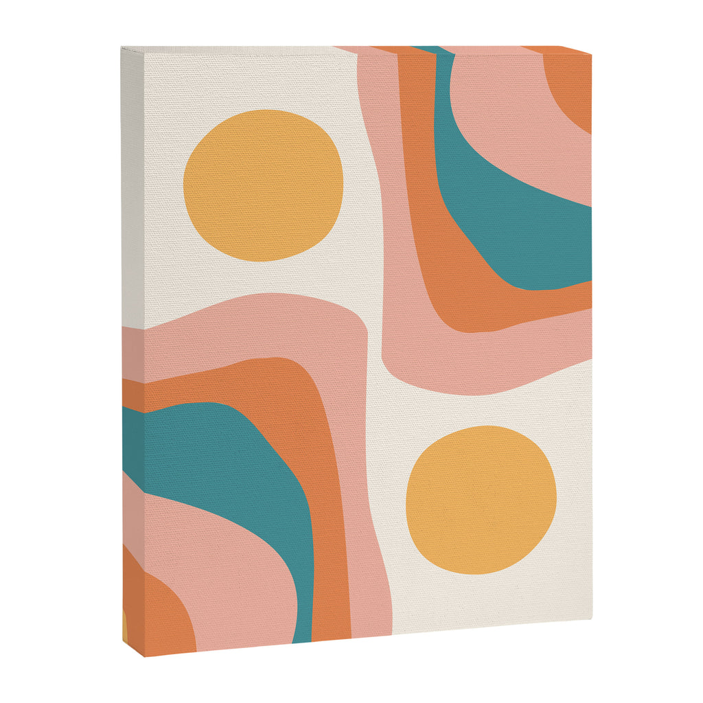 Abstract Wavy Rainbow and Sun Pattern in retro theme Canvas Print Gallery Image 8