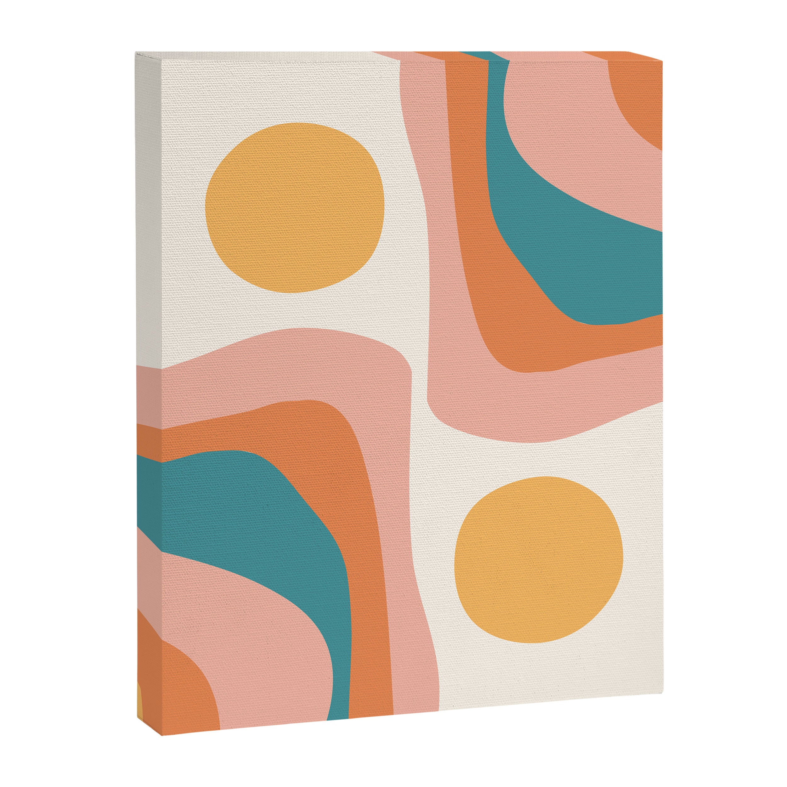 Abstract Wavy Rainbow and Sun Pattern in retro theme Canvas Print Gallery Image 8