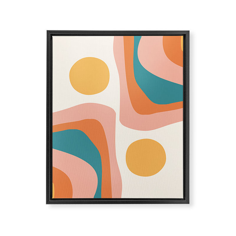 Abstract Wavy Rainbow and Sun Pattern in retro theme Framed Canvas Print Gallery Image 8