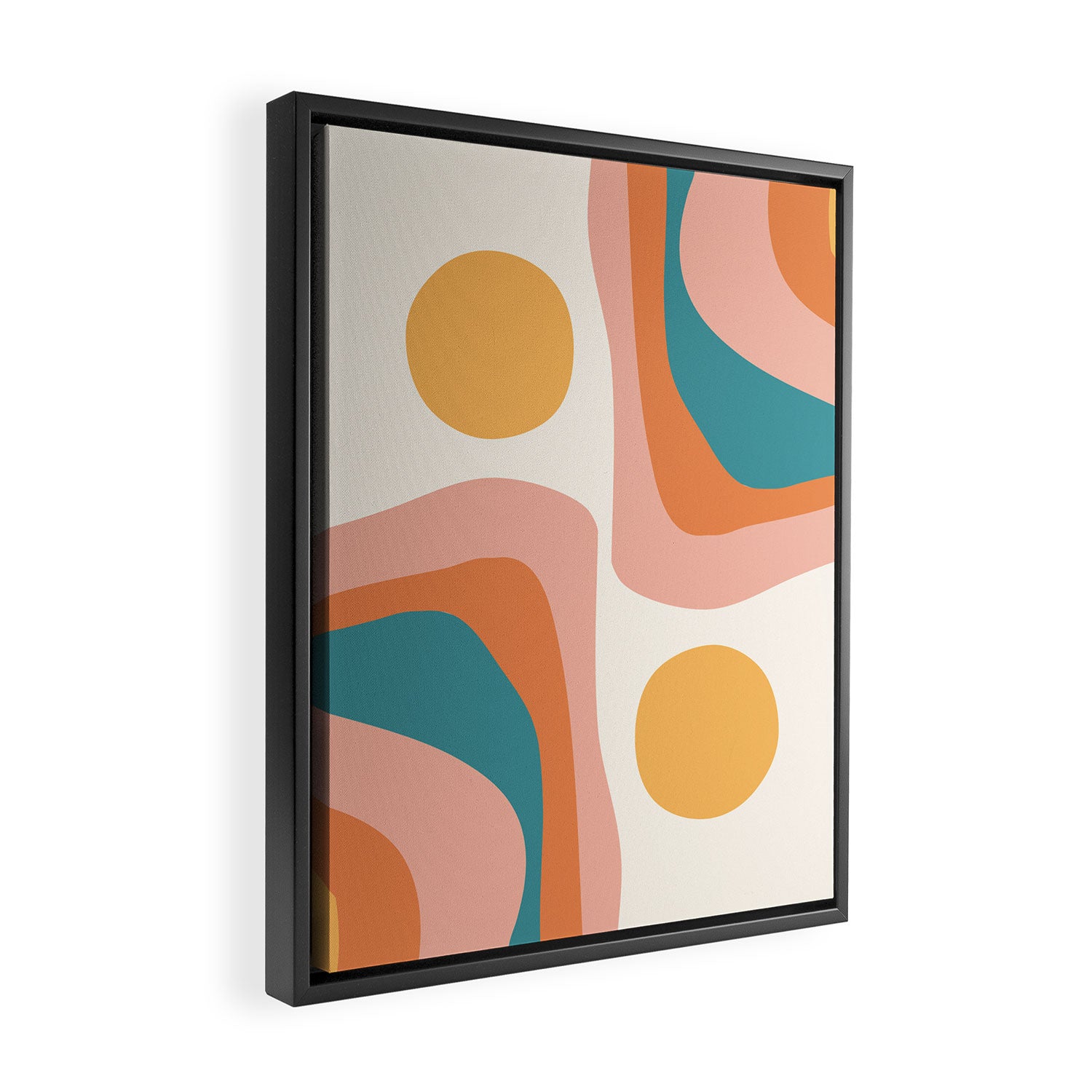 Abstract Wavy Rainbow and Sun Pattern in retro theme Framed Canvas Print Gallery Image 2