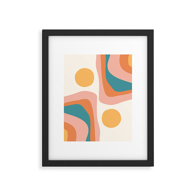 Abstract Wavy Rainbow and Sun Pattern in retro theme Framed Art Print Gallery Image 4