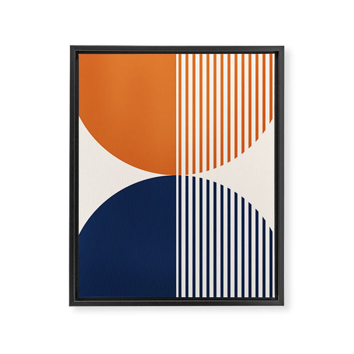 Abstraction Shapes 116 in Navy Blue Orange (Moon Phase Abstract)  Framed Canvas Print Gallery Image 1