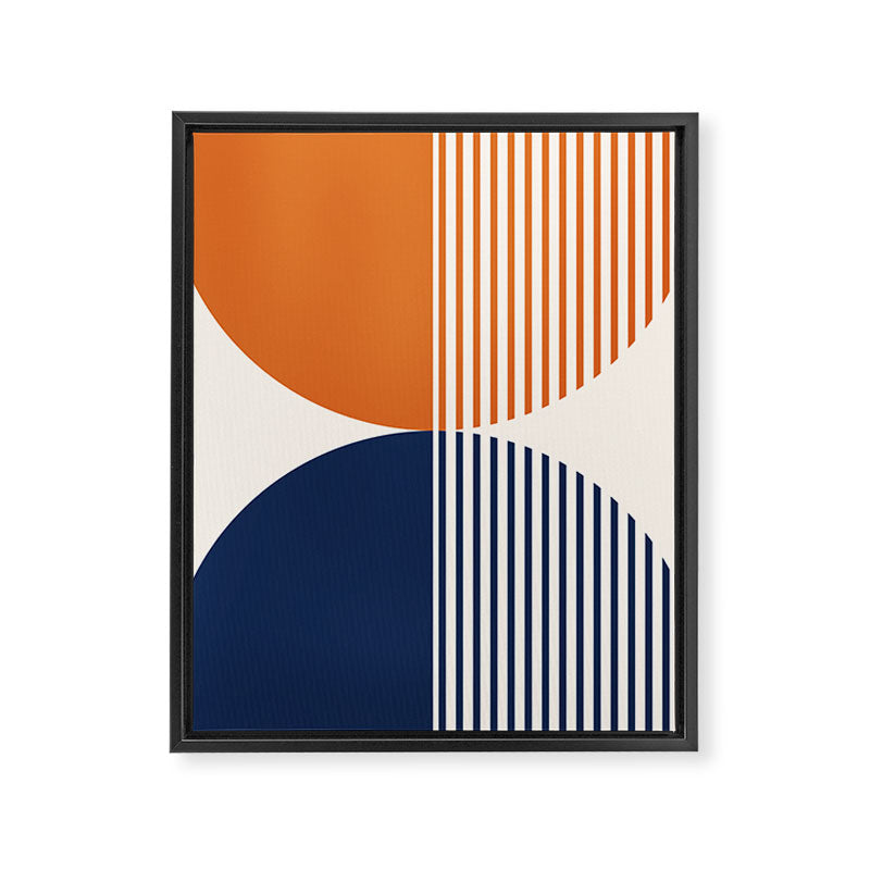 Abstraction Shapes 116 in Navy Blue Orange (Moon Phase Abstract)  Framed Canvas Print Gallery Image 8