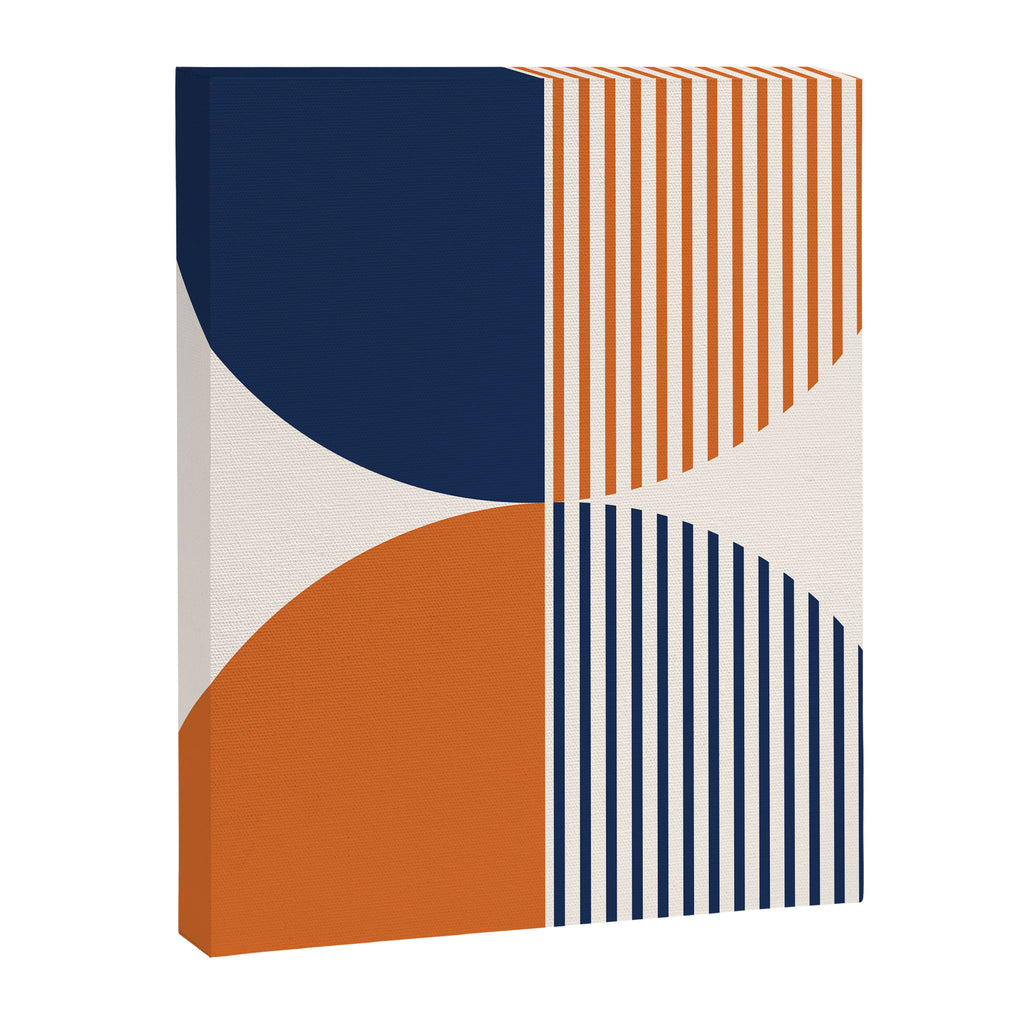 Abstraction Shapes 135 in Navy Blue Orange (Moon Phase Abstract)  Canvas Print Gallery Image 8