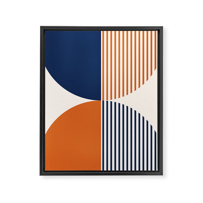 Abstraction Shapes 135 in Navy Blue Orange (Moon Phase Abstract)  Framed Canvas Print Gallery Image 1