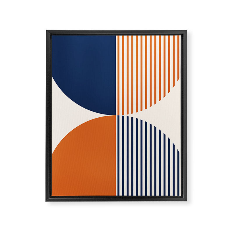 Abstraction Shapes 135 in Navy Blue Orange (Moon Phase Abstract)  Framed Canvas Print Gallery Image 8