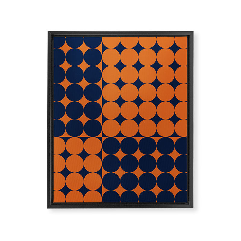 Abstraction Shapes 30 in vintage Orange and Navy Blue Framed Canvas Print Gallery Image 8