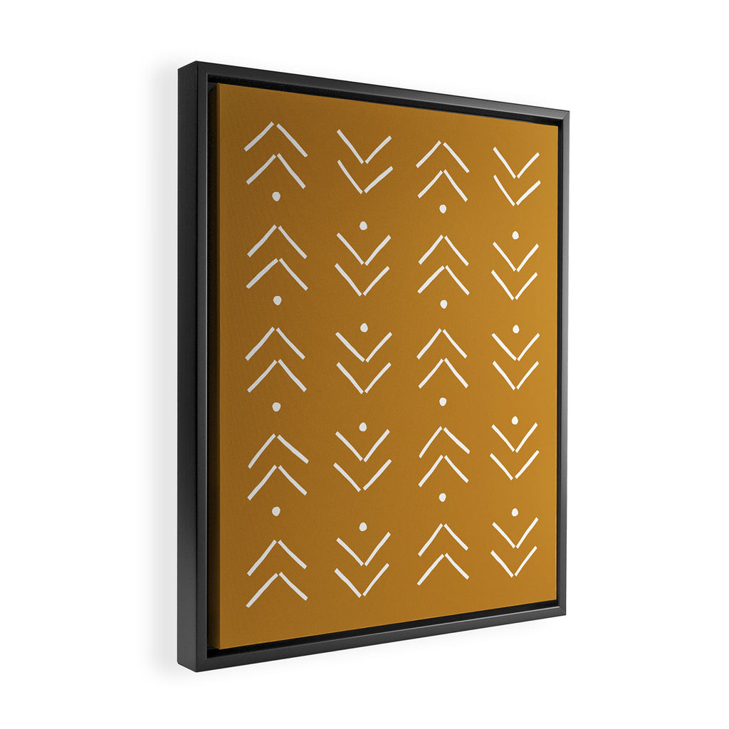 Arrow Lines Pattern Design 10 in mustard yellow Framed Canvas Print Gallery Image 2