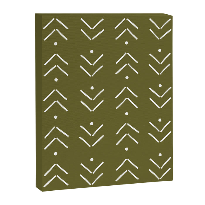 Arrow Lines Pattern Design 7 in olive green Canvas Print Gallery Image 1
