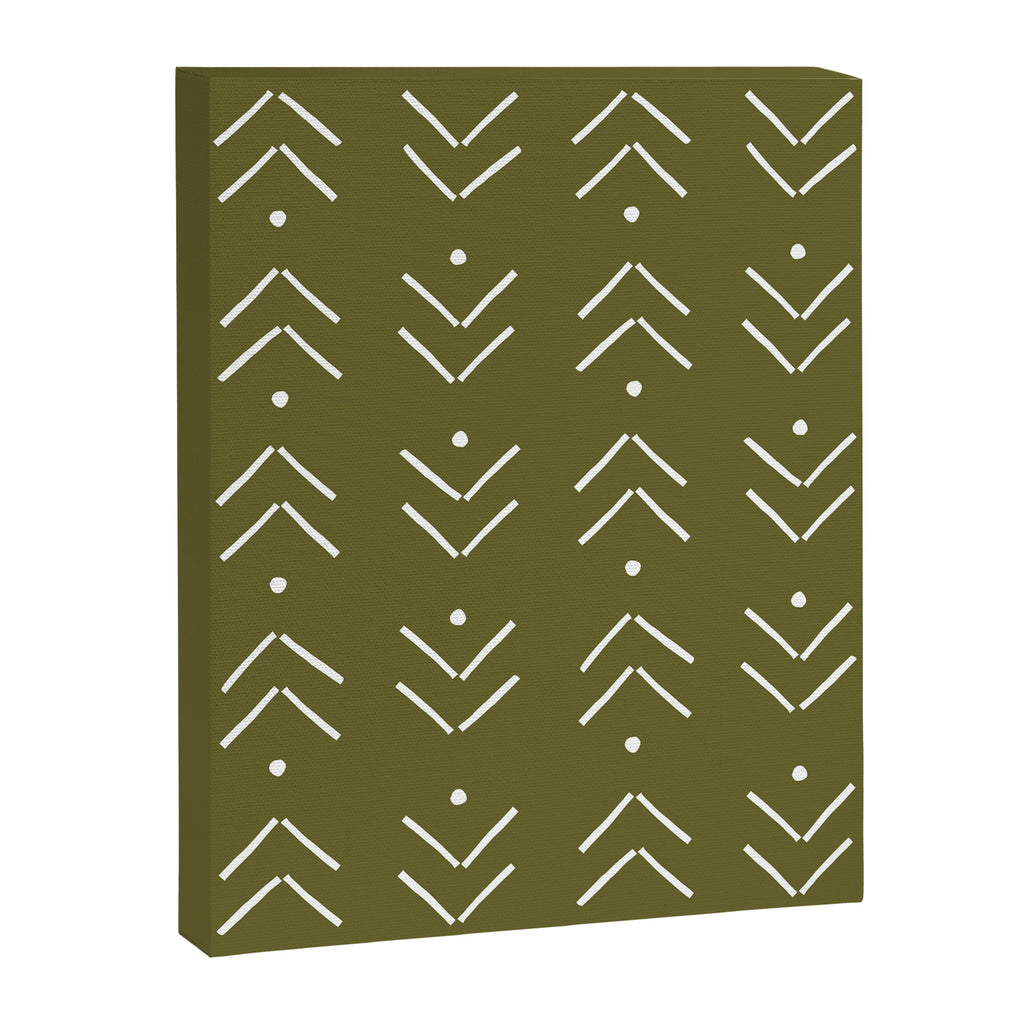 Arrow Lines Pattern Design 7 in olive green Canvas Print Gallery Image 8
