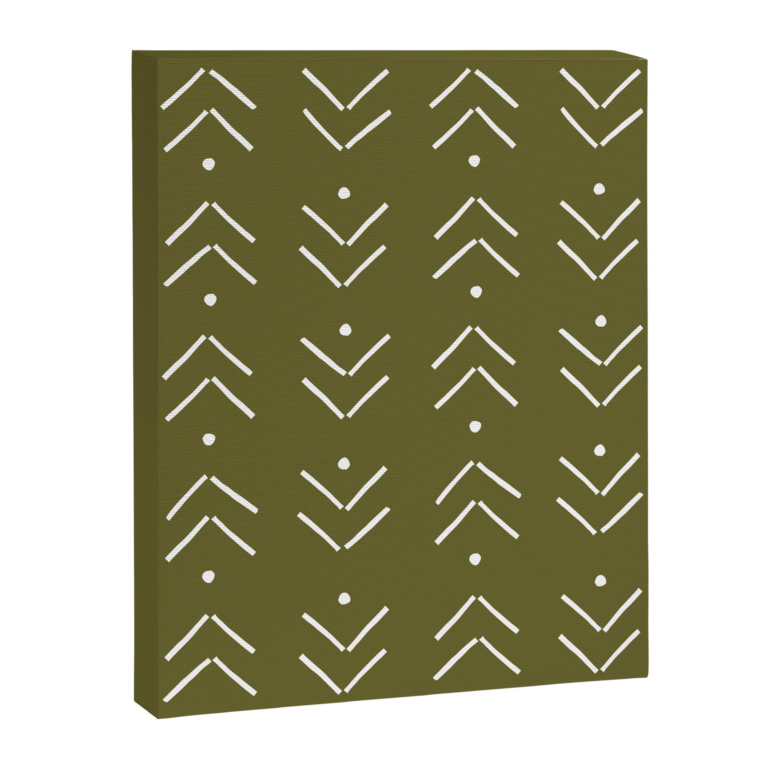 Arrow Lines Pattern Design 7 in olive green Canvas Print Gallery Image 8