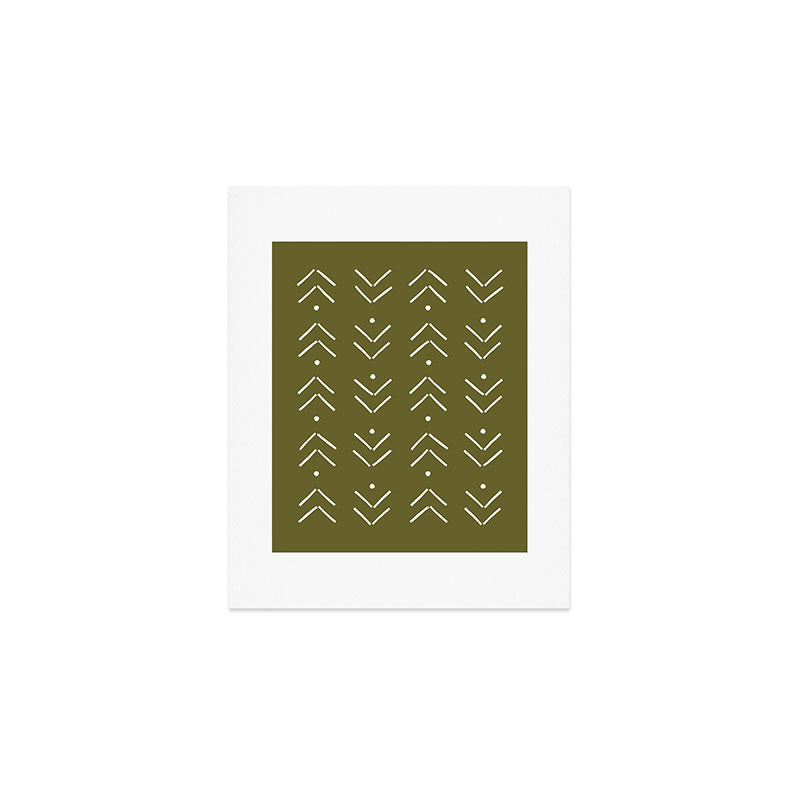 Arrow Lines Pattern Design 7 in olive green Art Print Gallery Image 1